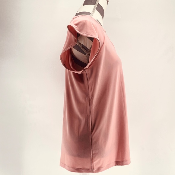 Peach Pink Liz Claiborne Top Short Flutter Sleeve NWT Keyhole Blouse Medium NEW - Picture 4 of 10